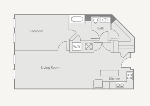 Floor plan for 1 bed, 1 bath, 927 sqft